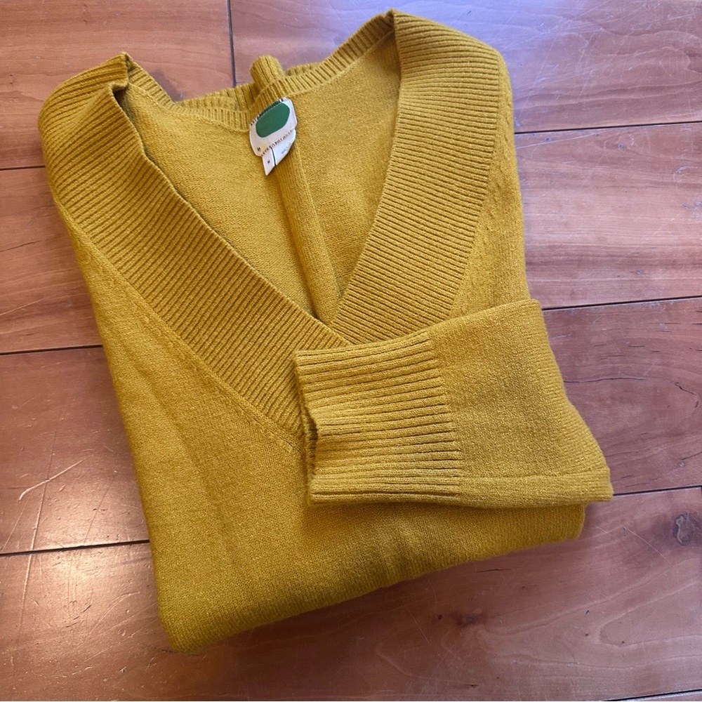 Anthropologie Chartreuse V-Neck Sweater